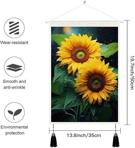 Miniatura 2 de Pósteres colgantes con patrón de girasol, pintura artística de lienzo y lino, decoración moderna para el hogar, sala de estar, dormitorio, baño,