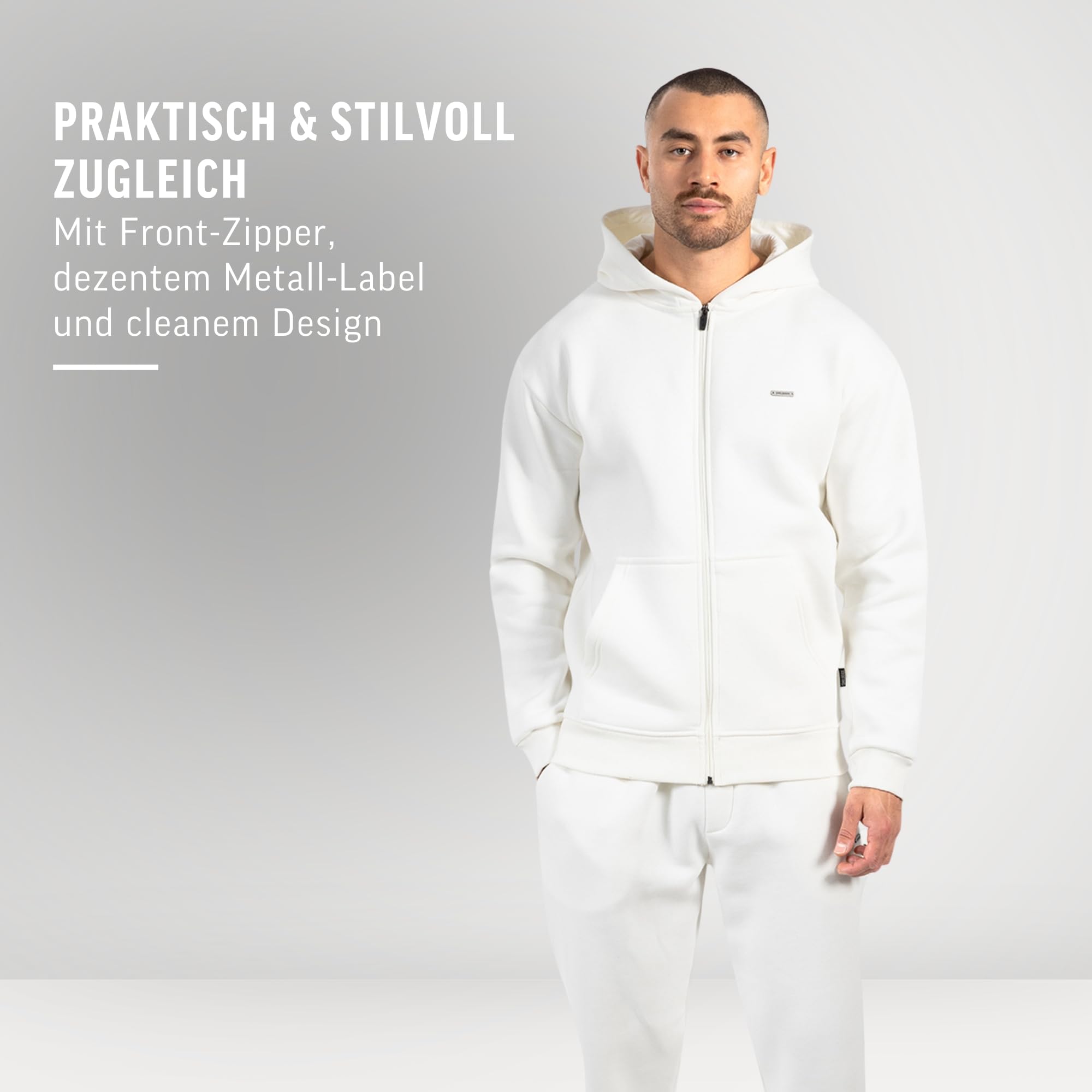 SMILODOX Zip Hoodie Herren Ilyas, Strickjacke mit Logo auf der Brust, durchgehendem Frontzipper, weichem Stoff, Hoody Gerippter Bund für stabilen Sitz, ideal für Alltag, Freizeit und Streetstyle
