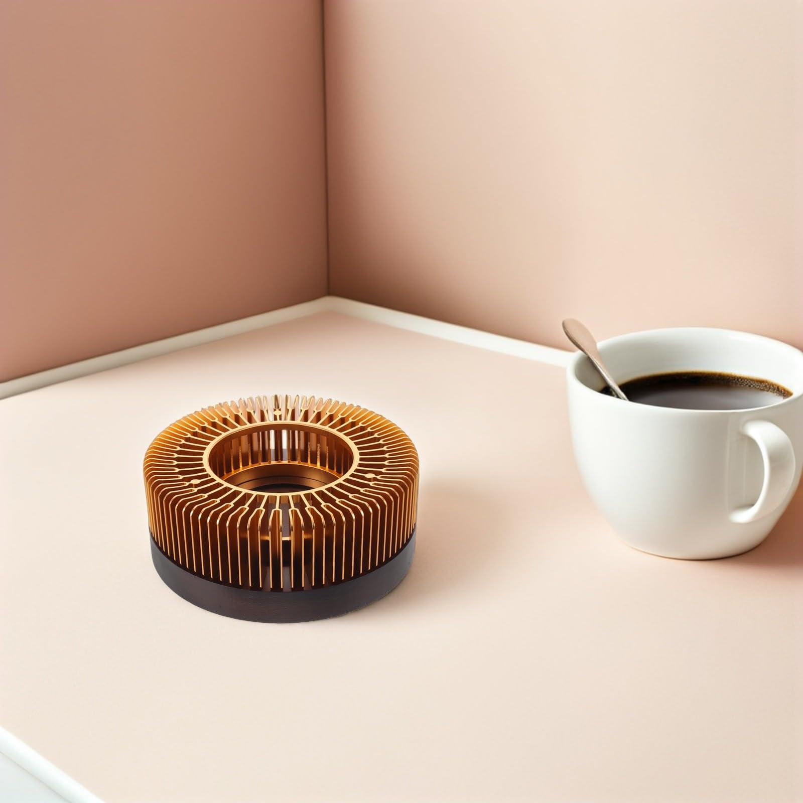 NUOBESTY Calentador de Tetera Multifuncional Alimentado por con Base de Madera y Dorado Diseño Estable y Elegante para Cocinas y Hogar