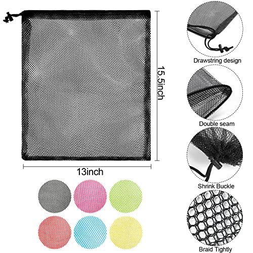 iMucci 12Pcs Mesh Bag 13"X15.5" Drawstring Gym Bag Nylon Mesh Drawstring Bag with Cord Lock Closure for Collecting Toys Travel Sports3