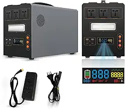 IIGENAI Gerador de Energia Portatil, Bateria 1087Wh, 220V, Potência Nominal 1000W, Pico de 2000W,Estação de Energia para Camping, Falta de Energia