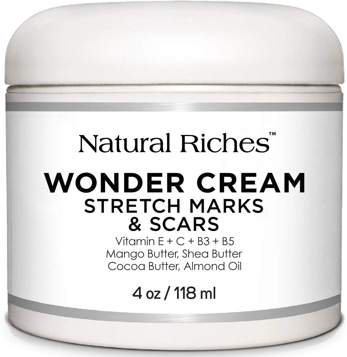 Natural Riches Stretch Marks & Scar Removal Cream, from Natural Riches - Natural, Reduces The Appearances of Keloids, Pregnancy Stretch Marks and Scars - 4 oz