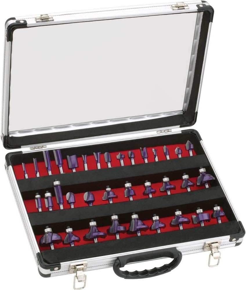 Review Grizzly Industrial H6159-35-Piece Router Bit Set with Aluminum Case, 1/4" Shank