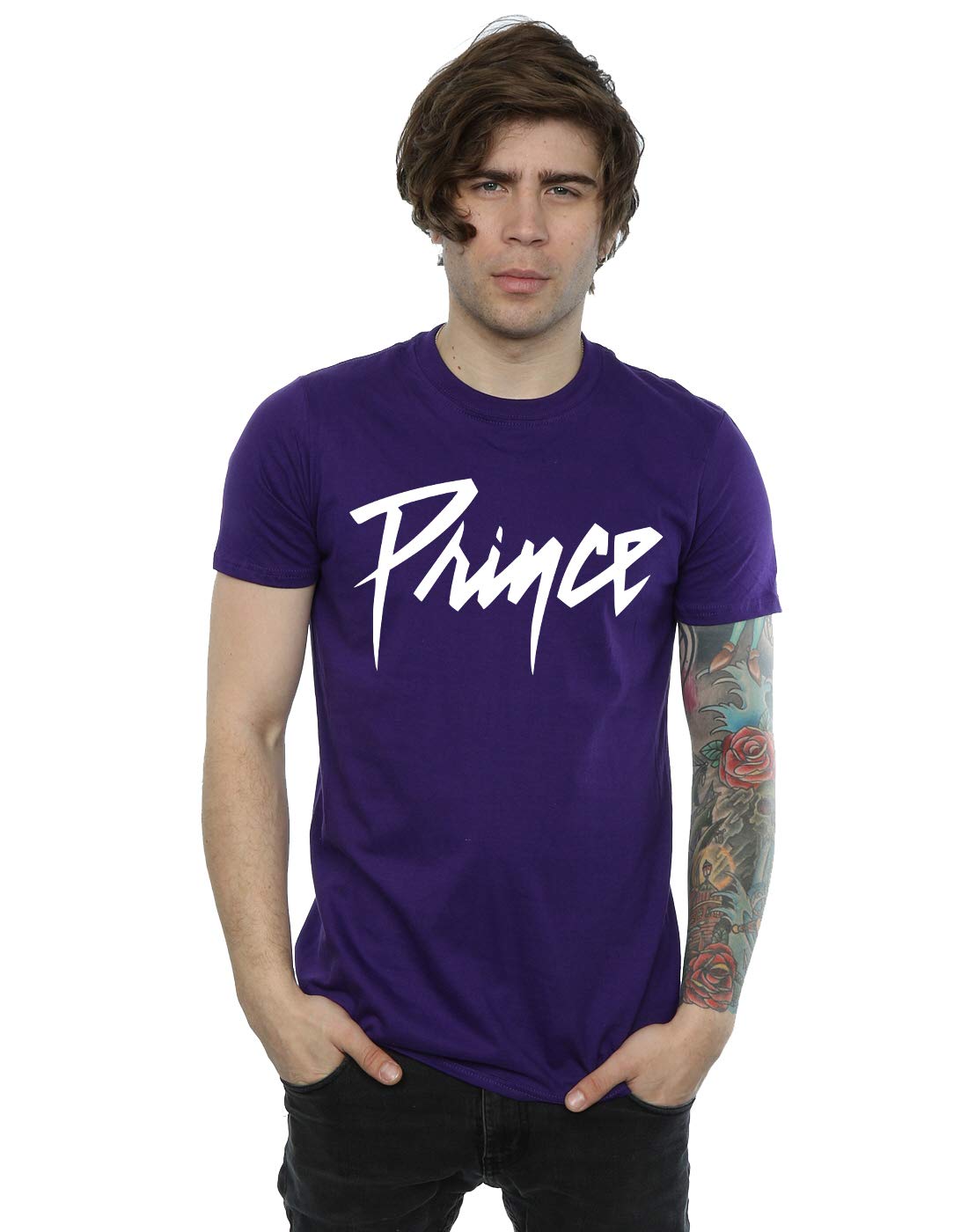 Absolute Cult Men's Purple Prince Text Logo T-Shirt Large