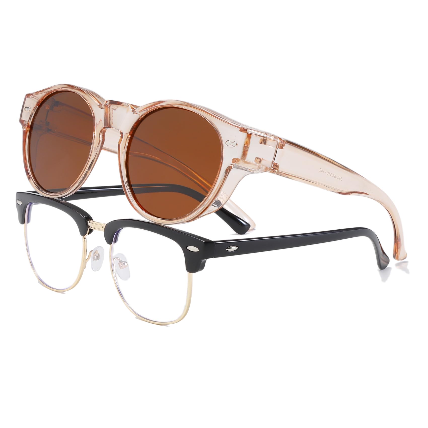 LVIOE Overzet zonnebril gepolariseerd voor dames, trendy zonnebril voor brildragers met UV400 bescherming glazen, 147 mm x 58 mm