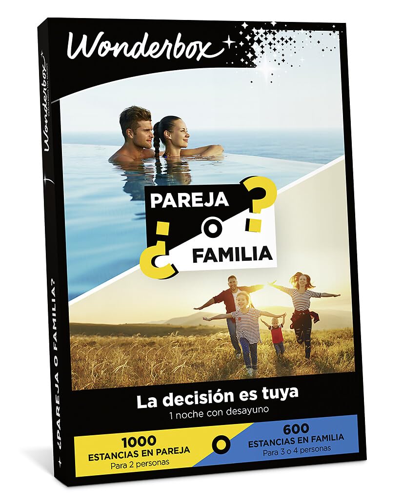 WONDERBOX - Caja Regalo - ¿Pareja o Familia? - para 2 a 4 Personas | 1 noche con desayuno - Más de 1600 estancias - 1000 Estancias en Pareja o 600 estancias en Familia
