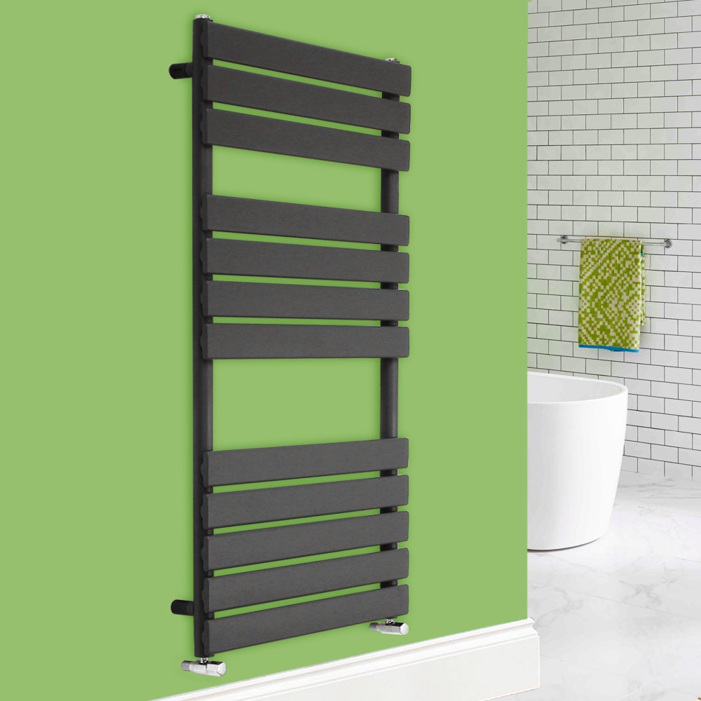 NRG 1200x600mm Designer Flat Panel Heated Towel Rail Anthracite Radiator