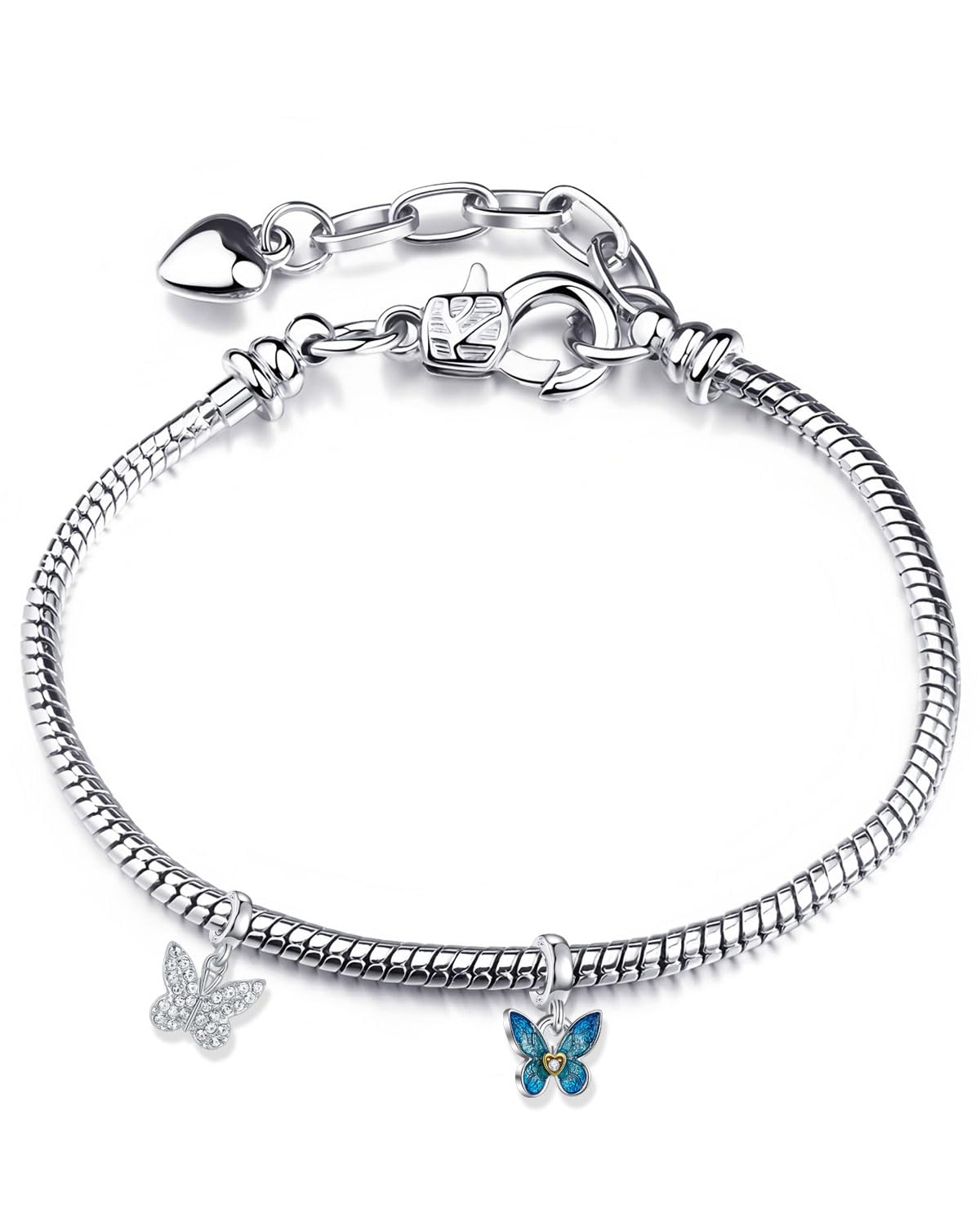 Pulsera de Plata de con Cierre para Mujer Hombre Charms Ajustables Bricolaje Cadena Serpiente, pulsera mujer, Joyería Regalos