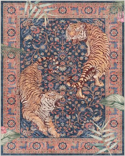 Tapete Well Woven Apollo Botanical Tiger Navy Lavable miniatura 2