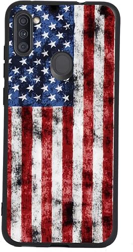 Funda compatible con Samsung Galaxy A11, diseño retro de soldado veterano de la bandera estadounidense para Samsung para hombres y mujeres, funda de