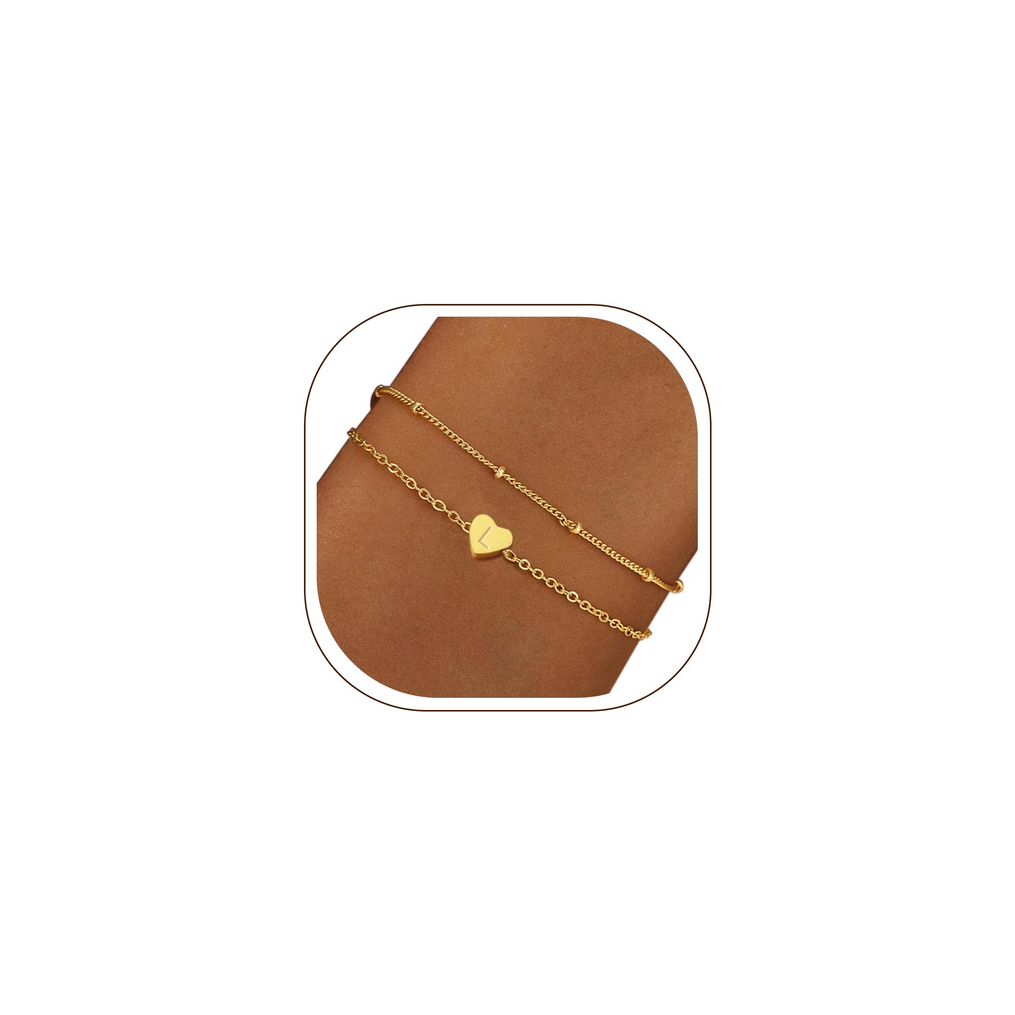 RMMD Armband Damen Gold Silber - 18K Gold/Weißgold Vergoldete Initialen Herz Armband mit Buchstaben Armbänder Personalisiert Geschenke Schmuck Geburtstagsgeschenk für Frauen Mädchen Geschenke