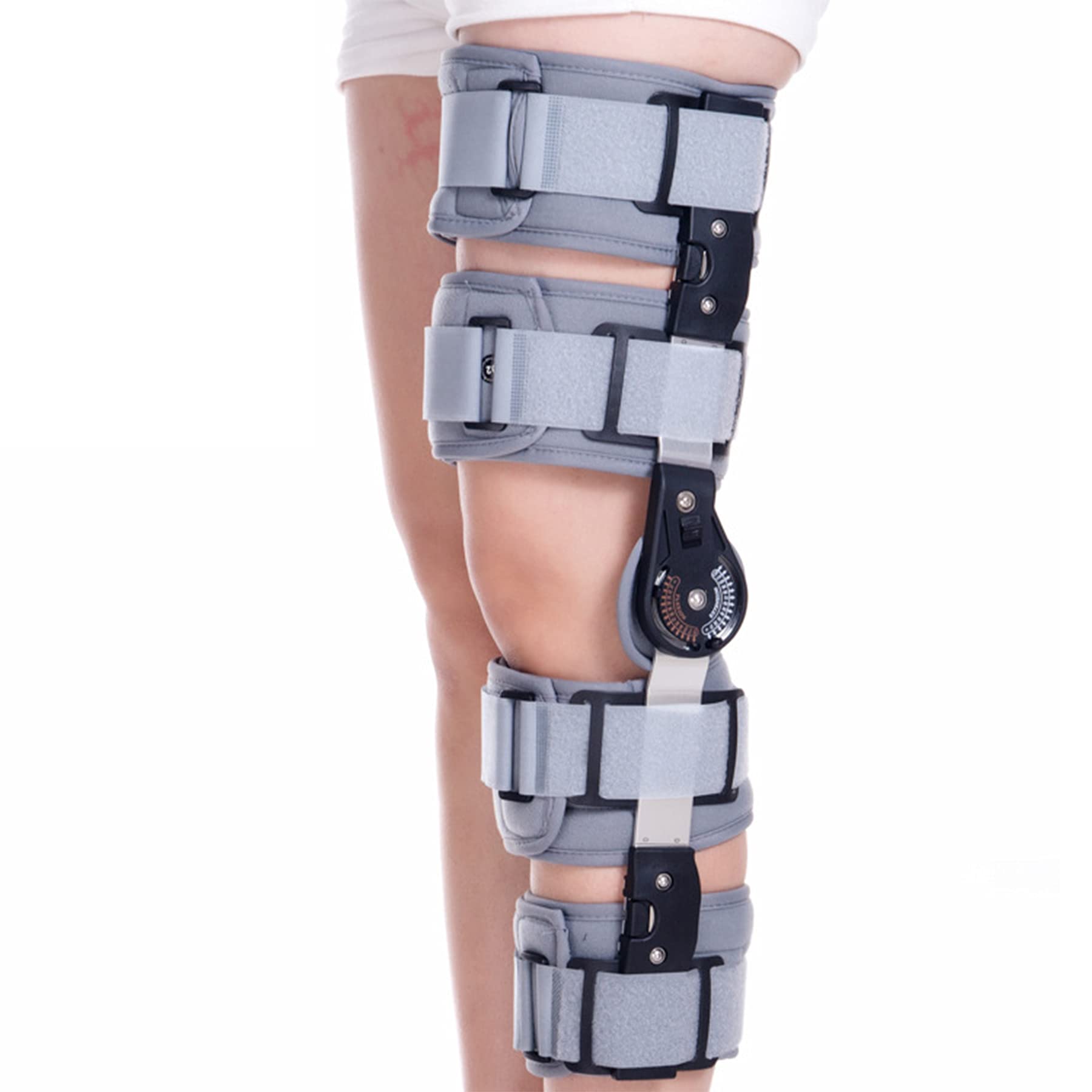 Rodillera con Bisagras ROM Poste Estabilizador de Pierna Ajustable Férula de Inmovilización de Recuperación Op para LCA PCL Ligamento Lesionado y Fracturado del Menisco Lesiones