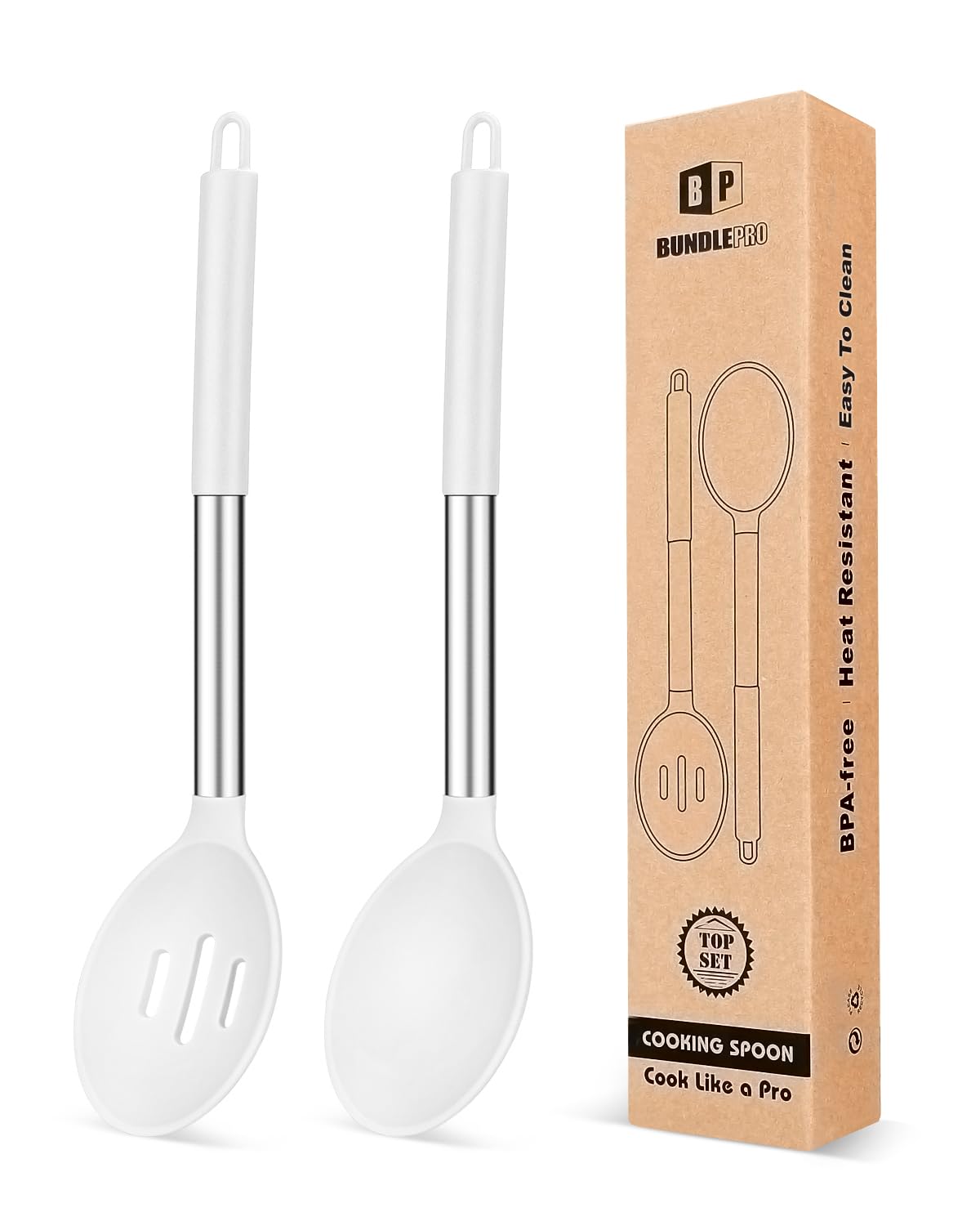 Lot de 3 cuillères en silicone antiadhésives résistantes à la chaleur pour mélanger et servir – Vert, jaune, orange Lot de 3 cuillères en silicone antiadhésives résistantes à la chaleur pour mélanger et servir – Vert, jaune, orange