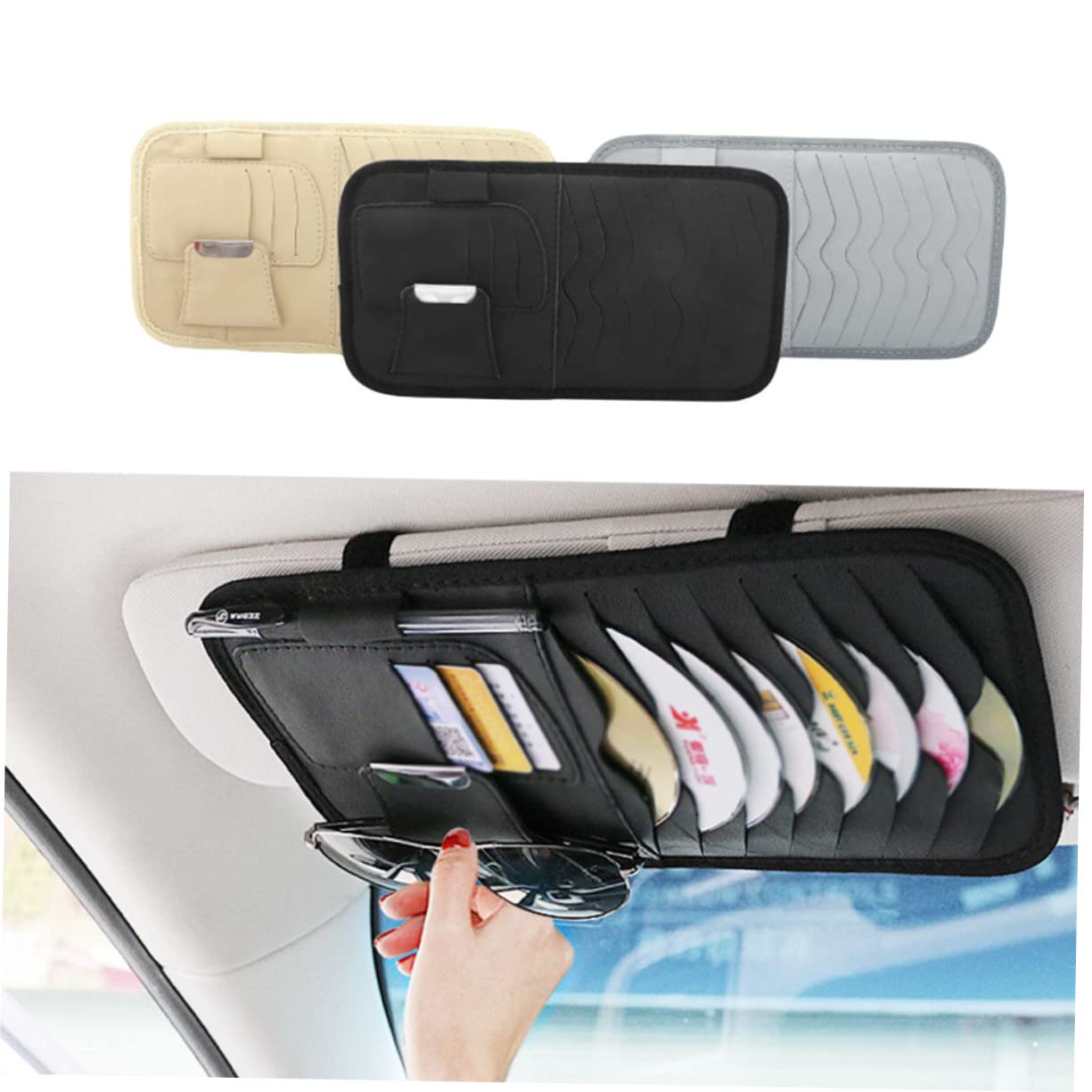 ibasenice 3St Aufbewahrung der Sonnenblende im Auto LKW- -Organizer Kunst runder Filz Sonnenblende für auto Halter Rechnung falten Wagen Autoclip Brillenclip Clip für Sonnenblende