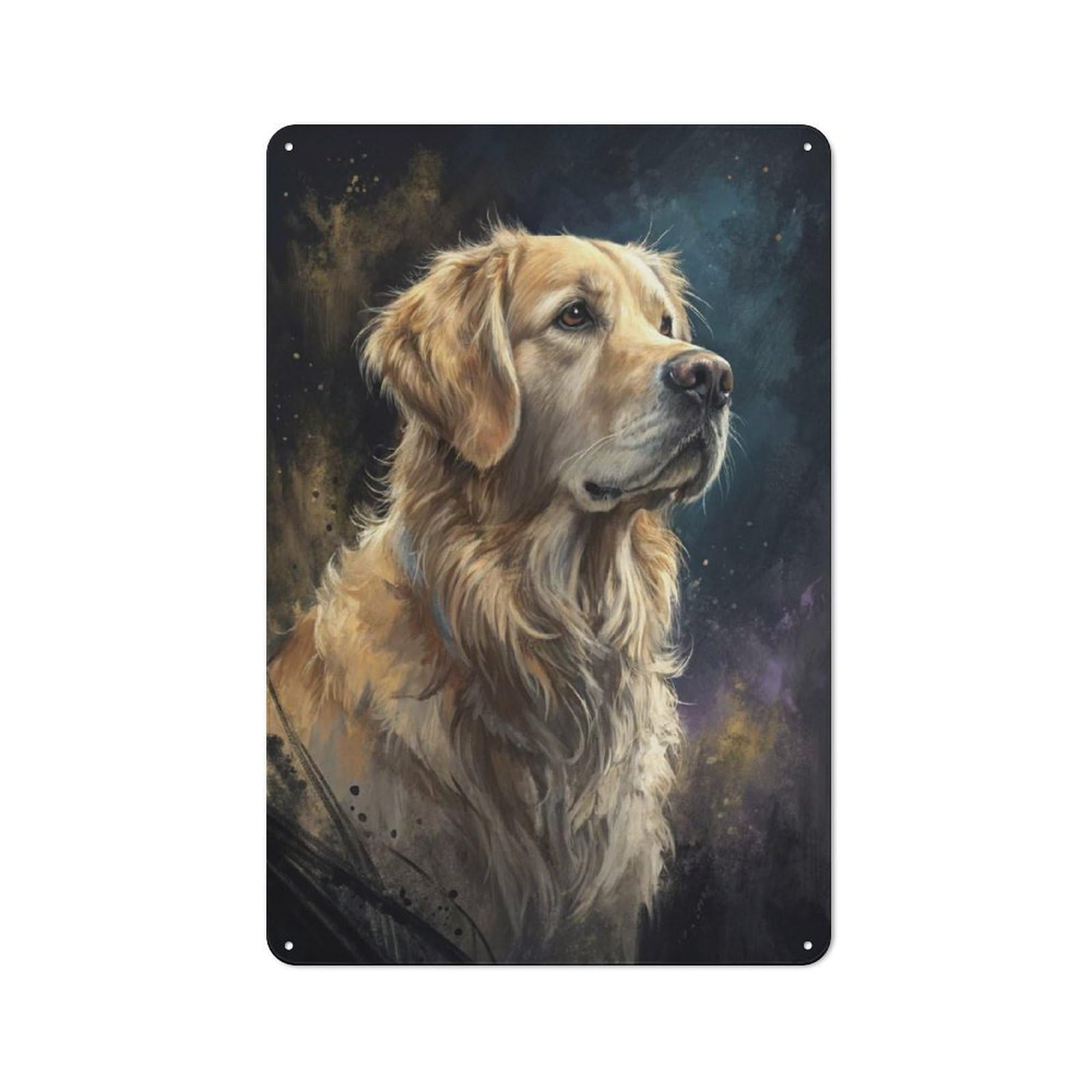 Junmoney Style-5 Shed Style Golden Retriever Portrait Tin Sign 30X20cm, Utility Space Decor For Greenhouse, Garden Room, Cafe Or Entryway