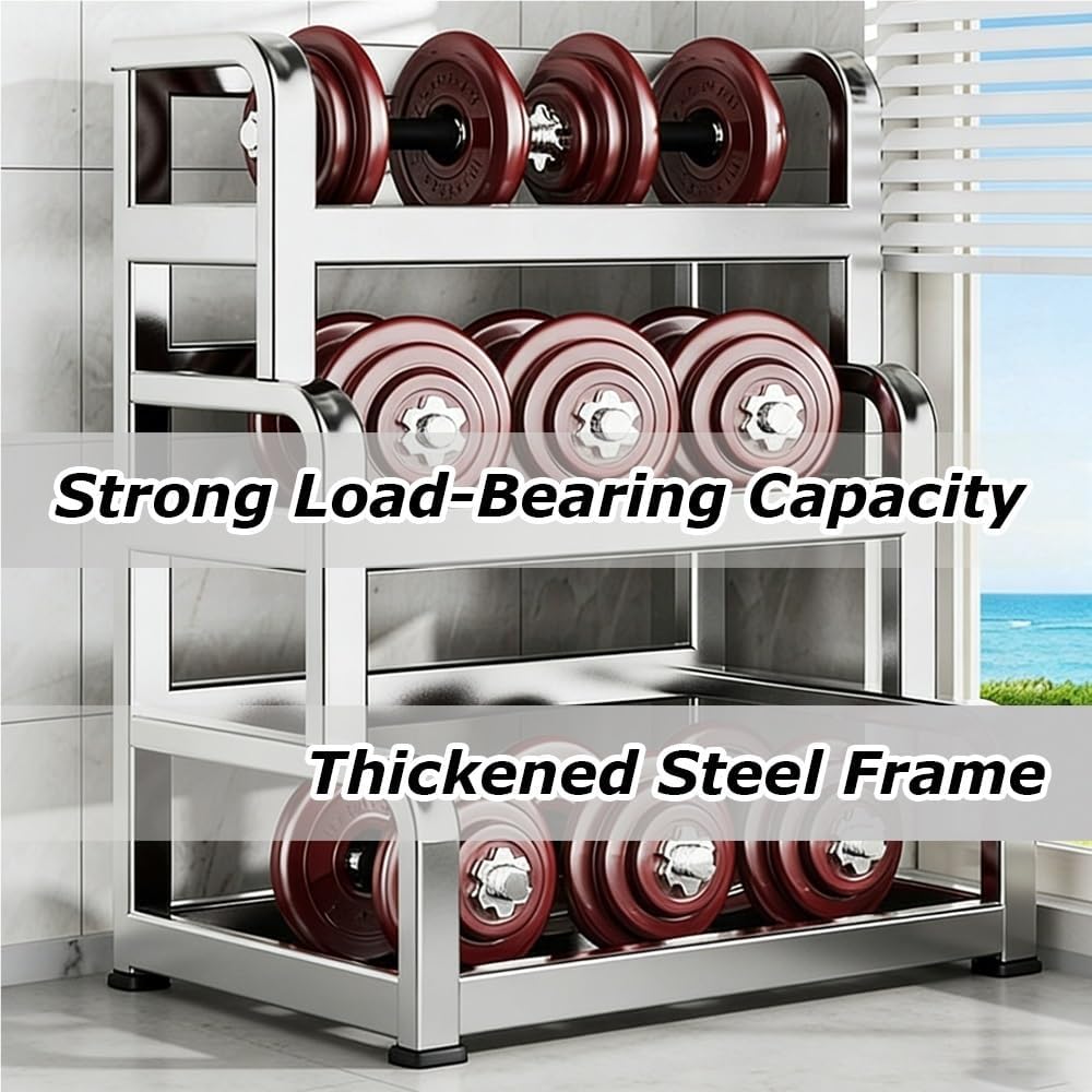 3 Tier Stainless Steel Spice Rack with 2 Hooks, Kitchen Countertop Organizer, Open Shelving Seasoning Organizer, Large Capacity Shelves for Kitchen, Bathroom, Garage(52cm/20.5in)