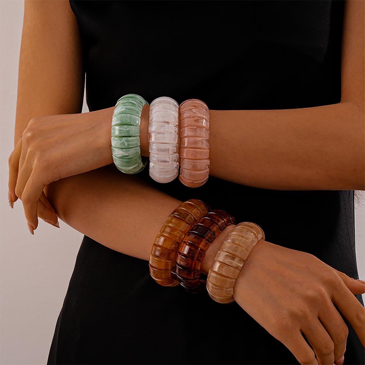 Chunky Acrylic Stretch Bangle Bracelet Round Candy Color Bracelet Irregular Punk Acrylic Resin Bangle Geometric Wristbands Bracelets Statement Jewelry for Women - Image 4