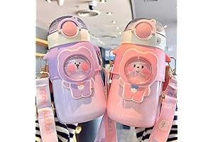 Cute Kawaii Water Bottle with Straw, Vacuum Insulated Reusable Water Bottle for Kids and Girls(pink)