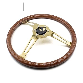 Amazon | 15インチ ゴールドウッドステアリングホイール クロム