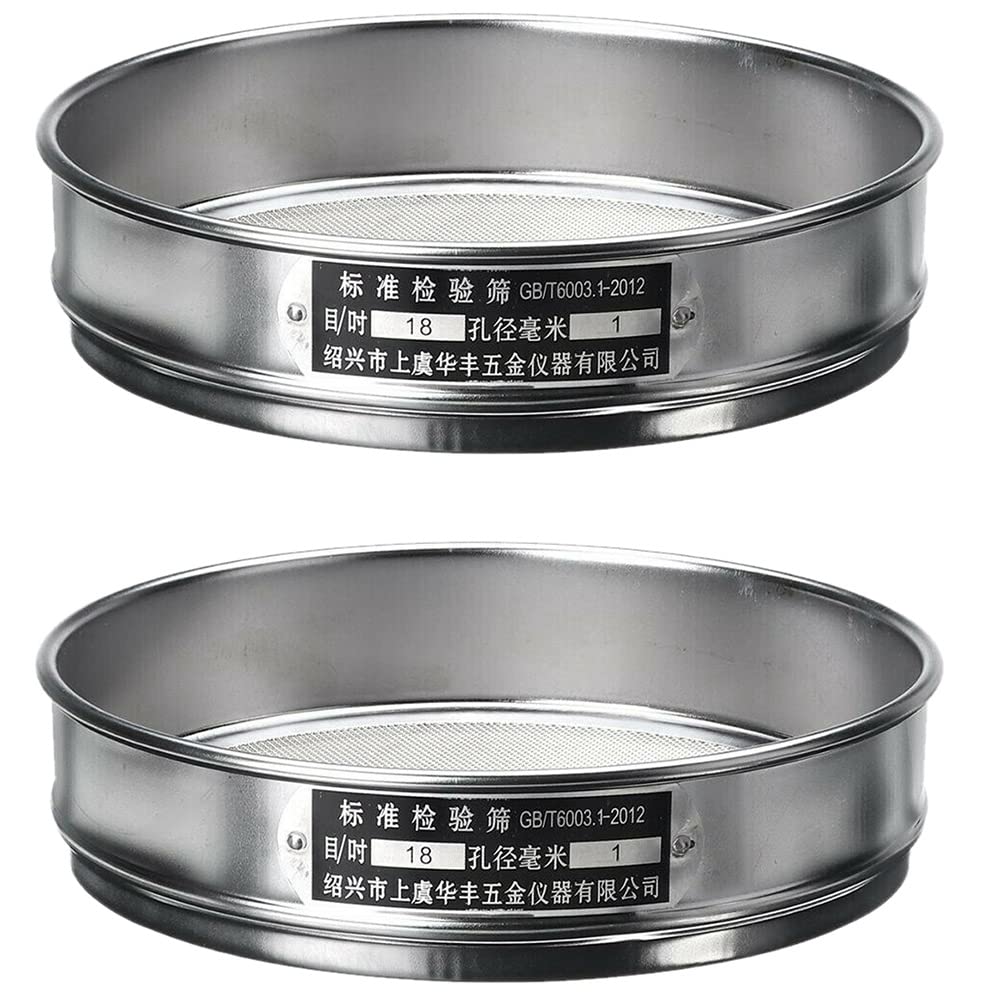 Jnchdghwa Silver 2X Heavy Duty Garden Riddle Sieve Mesh Soil Sift Compost Seed Tray Gardening Tool-18 (1Mm)