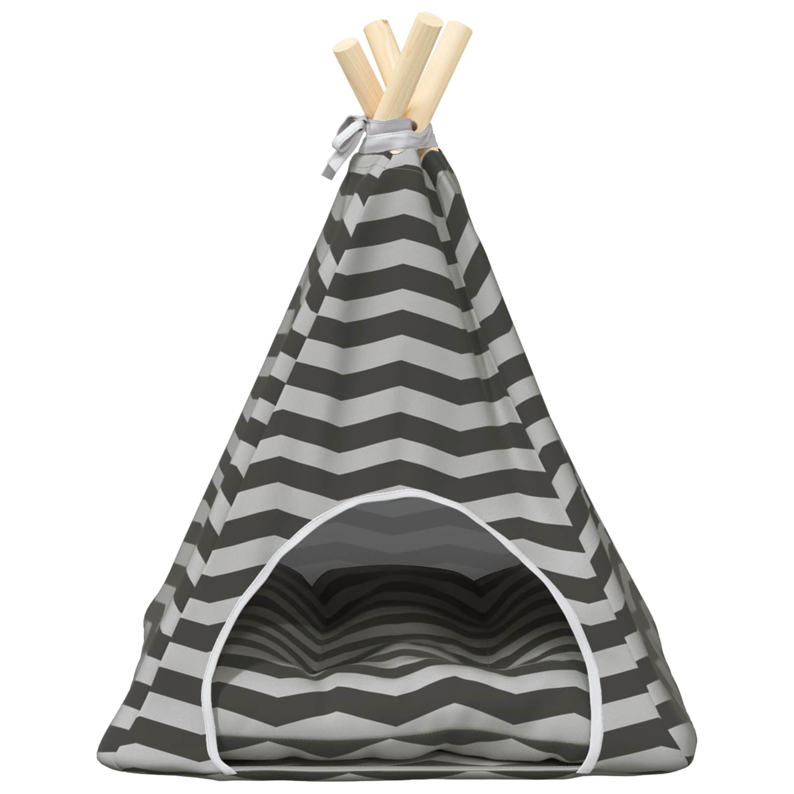 Tipi pour animal de compagnie avec coussin blanc gris 40 x 40 x 50 cm polyester avec coussin tente douillette pour chat chien lavable confortable et doux idéal comme panier et cachette