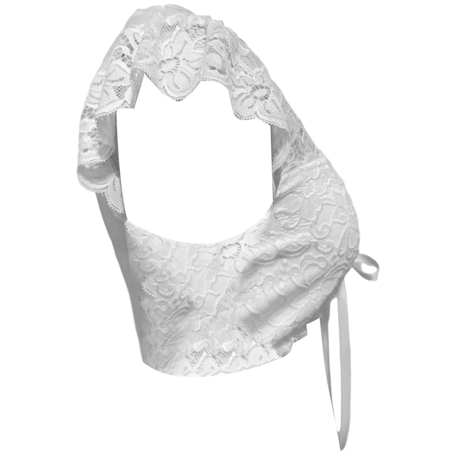 Generisch Camicetta tradizionale da donna, in pizzo, trasparente, elegante, con decorazione in pizzo, maniche svolazzanti, per occasioni festive