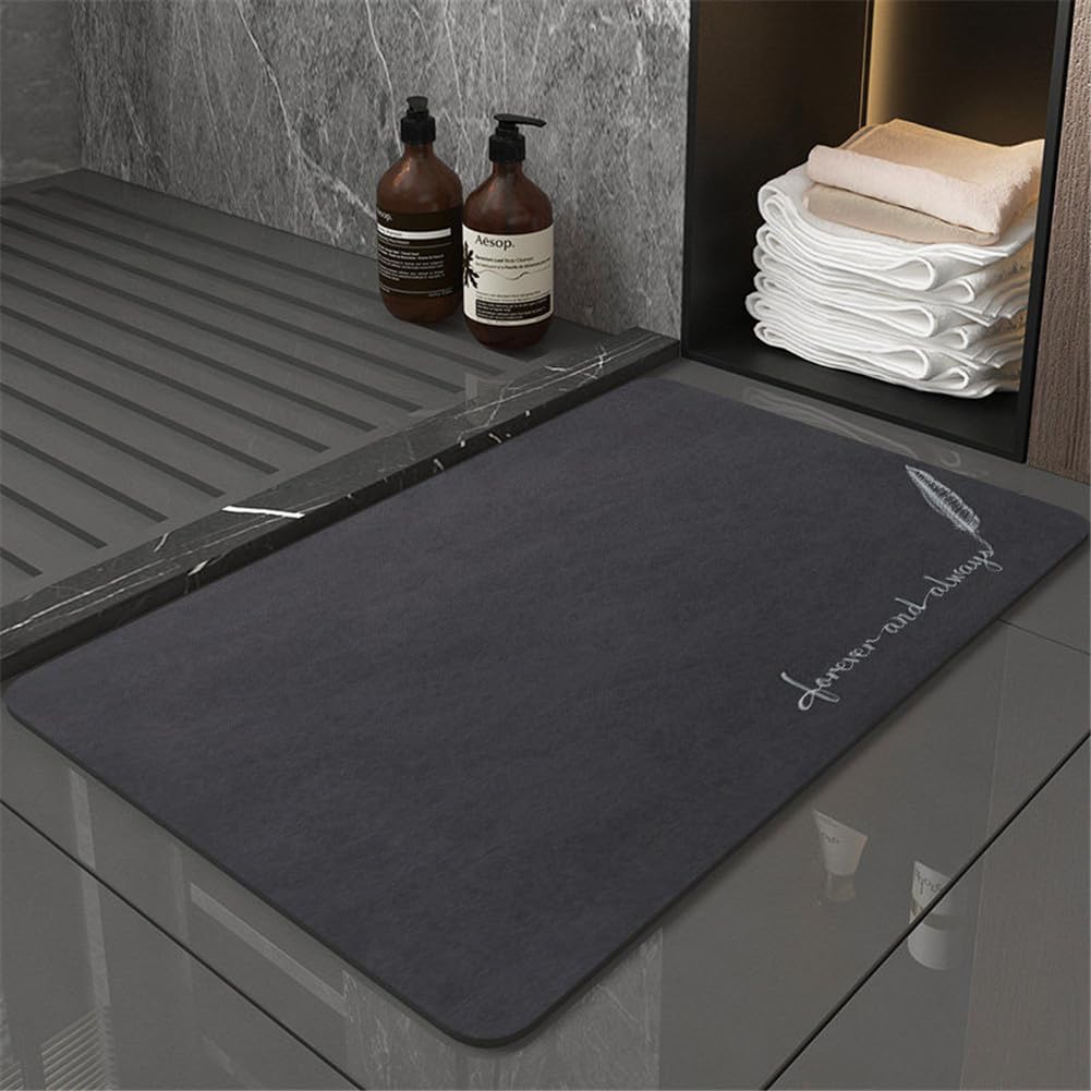 Hixingo 4mm Diatomeenerde Badematte rutschfeste Badvorleger Diatomeenschlamm Absorbierender Modern Badteppich Schnelltrocknende Home Matte Für Küche Bodenmatte (80x120cm,Marine B)