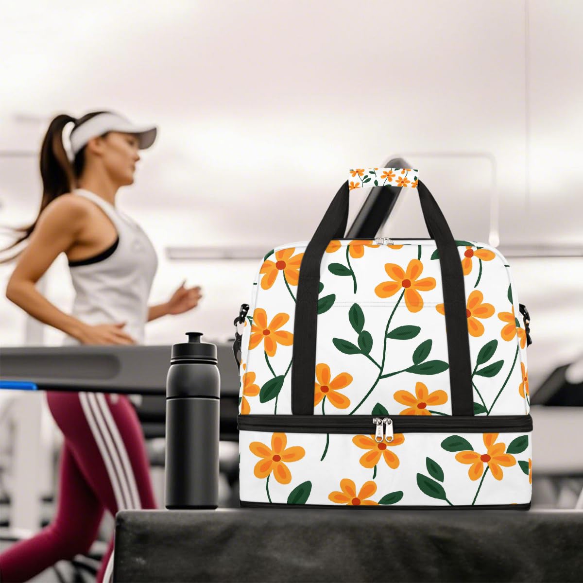 Borsone da viaggio pieghevole con motivo floreale carino borsa da palestra espandibile con scomparto per scarpe borsa da weekend di grande capacità borsa da viaggio per viaggi sportivi viaggi notturni