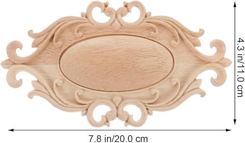 Miniatura 2 de 2 apliques de madera onlay, apliques de madera tallada sin pintar, onlays de madera ovalada, apliques de muebles para manualidades, apliques