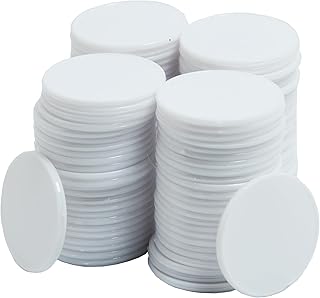 Smartdealspro Mini-Pokerzähler aus Kunststoff, matt, 32 mm, mit Aufbewahrungsbox, Weiß, 100 Stück