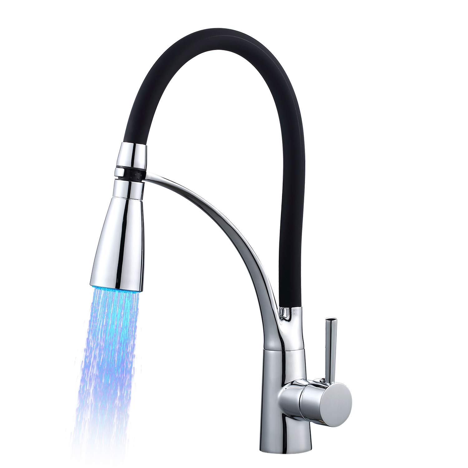 Buy GROHES Kitchen Taps Chrome Black Monobloc LED RGB Light Kitchen Sink Mixer Tap High Arc