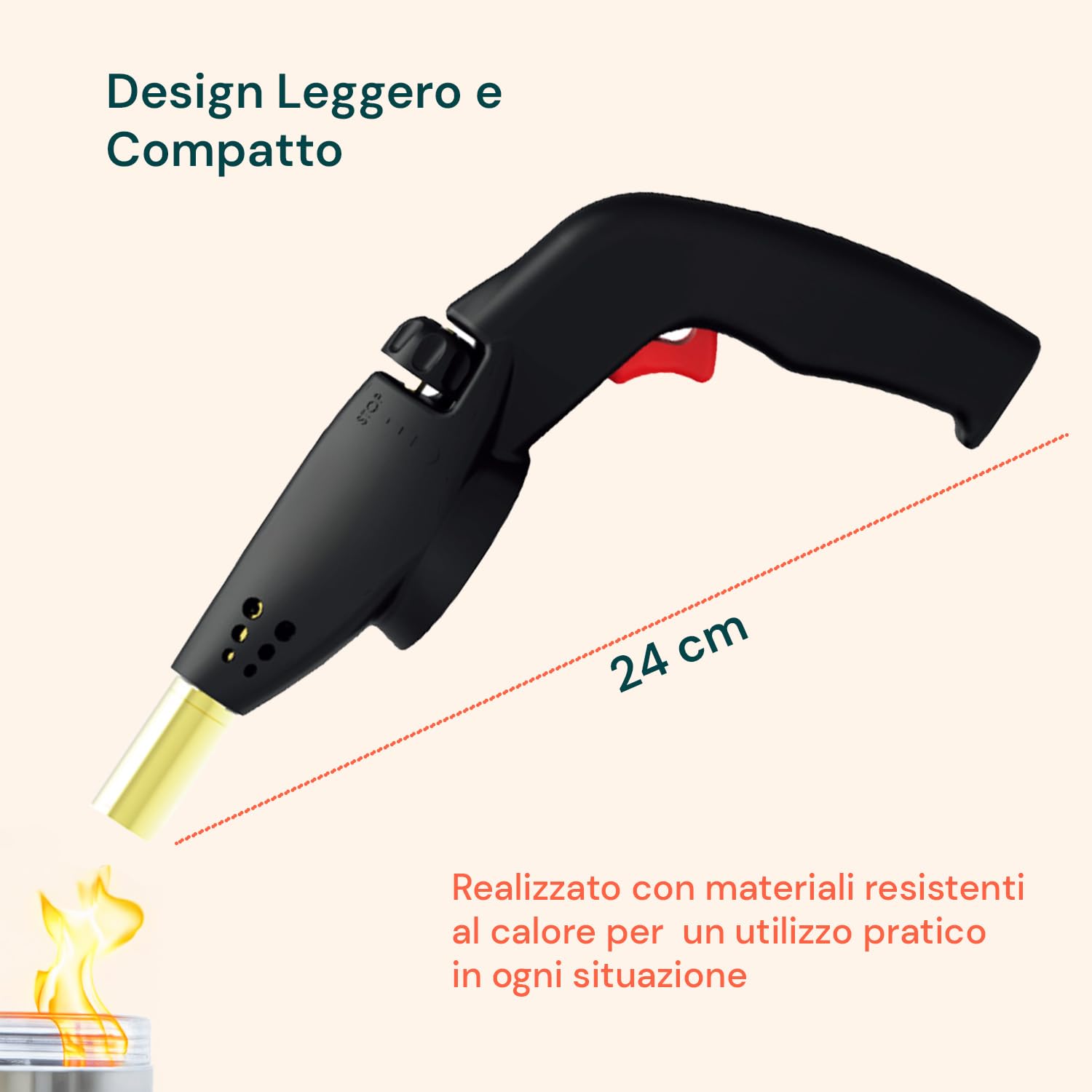 Avilia - Cannello a Gas Professionale e Domestico con Bruciatore da 20 mm, Accensione Piezo, Compatibile Cartucce 7/16, per Saldatura, Brasatura e Riscaldo in Ogni Posizione