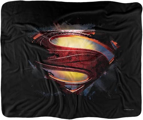 Miniatura 2 de Superman - Manta de 50 x 60 pulgadas, diseño de escudo Grungy Shield sedoso al tacto, manta de sherpa súper suave