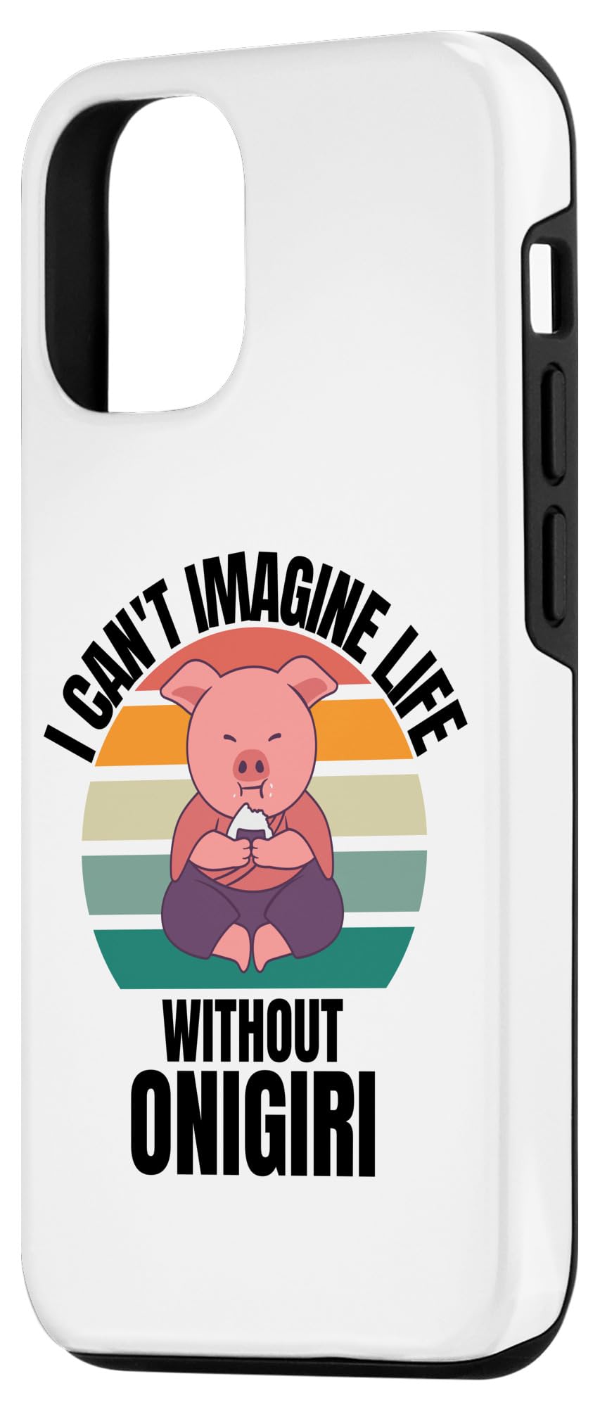 iPhone 13 Retro Cute Pig I Can't Imagine Life Without Onigiri Case - Image 2