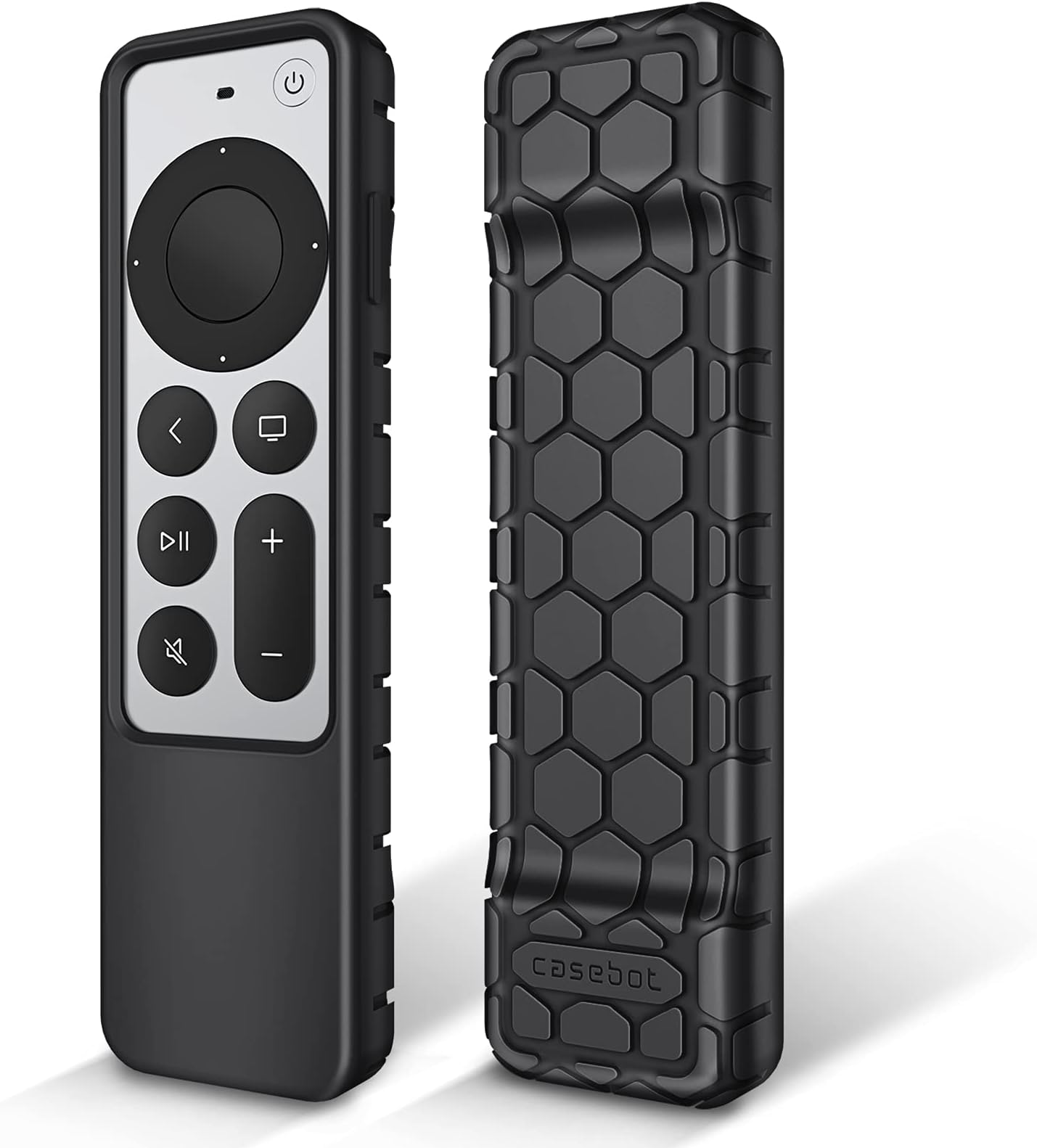 Remote Control Case for Apple TV 4K / HD Siri Remote 2022 2021 (3rd / 2nd Gen) - [Beehive Series] Lightweight Non-Slip Shockproof Silicone Protective Slim Case Cover, Black