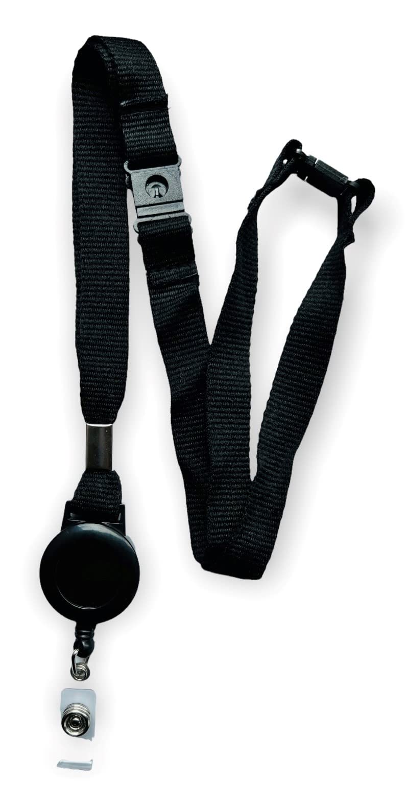 Colourful 15mm Lanyard with Triple (3 Point) Safety Breakaway & Retractable Integrated Badge Reel (Black, 5 Lanyards) โ image 1