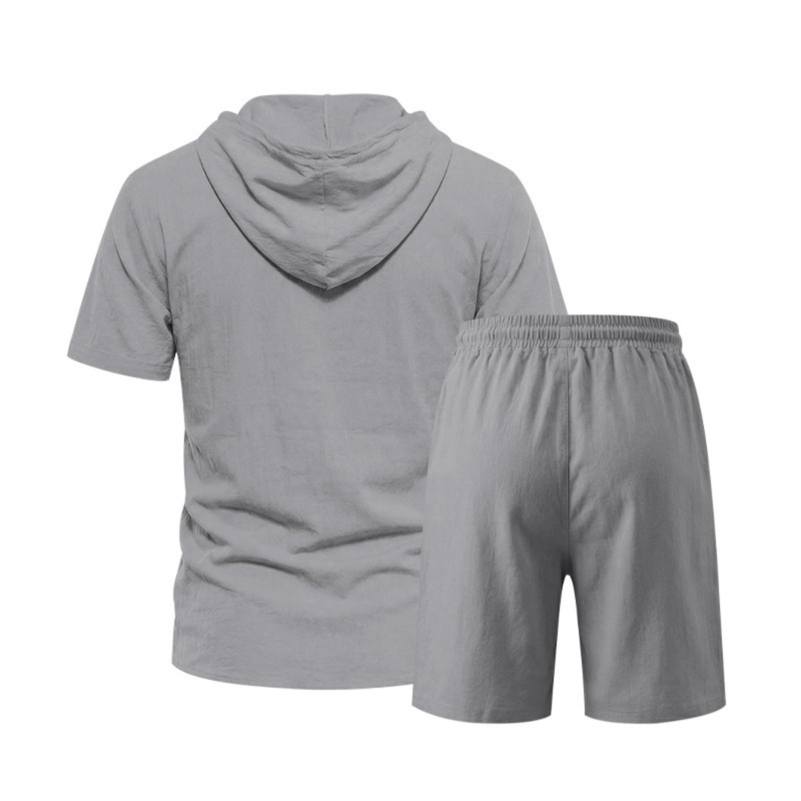 Tuta Uomo Completo Estiva Lino Morbido Completi Sportivi Traspiranti Larghi Camicia a Maniche E Pantaloncini Estiva Completo Vacanza Spiaggia Set Due Pezzi Eleganti Elastico Tuta Da Ginnastica