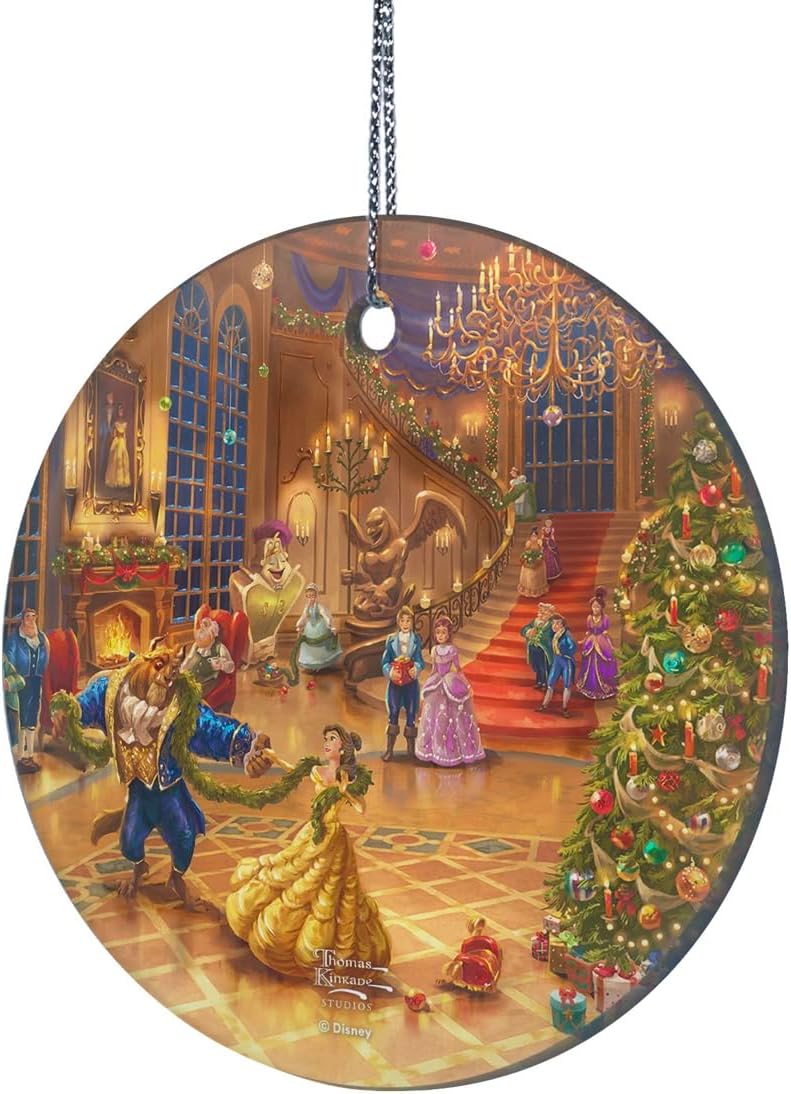 Disney – Beauty and The Beast – Christmas Celebration – 3.5” Starfire Prints Hanging Glass Print Accessory – Officially Licensed Collectible | Complimentary Velveteen Gift Bag SPCIR1302 - Image 2