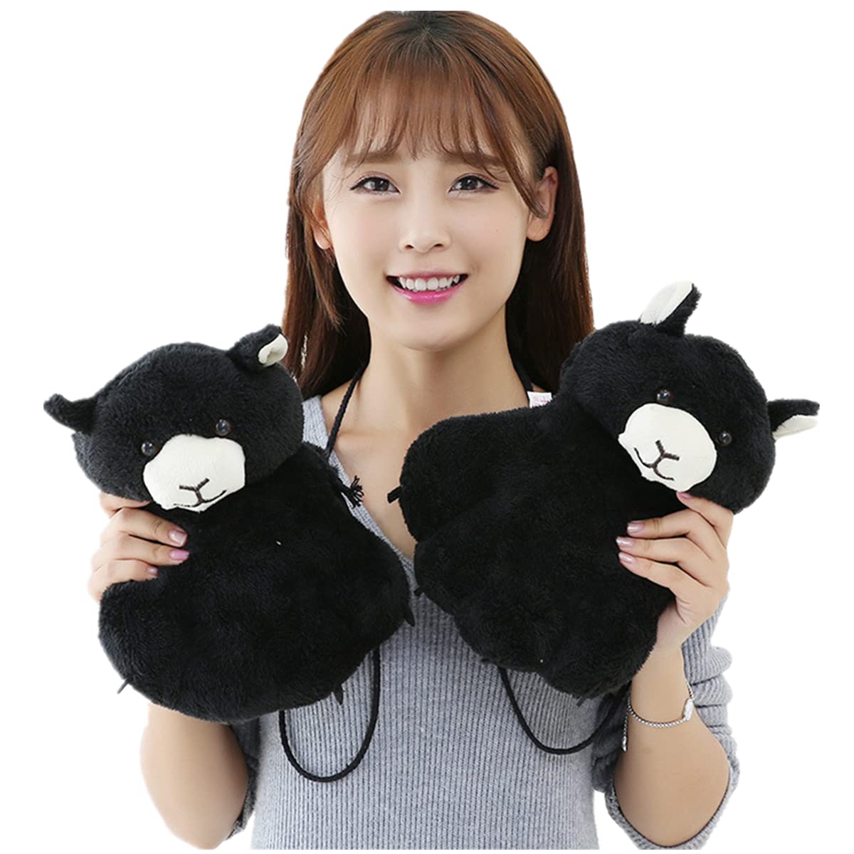 SpaRcz Halloween Theme Autumn and Winter Glove Cute Bear Paws Furry Cute Dinosaur Sharp Claws Cosplay (Black)