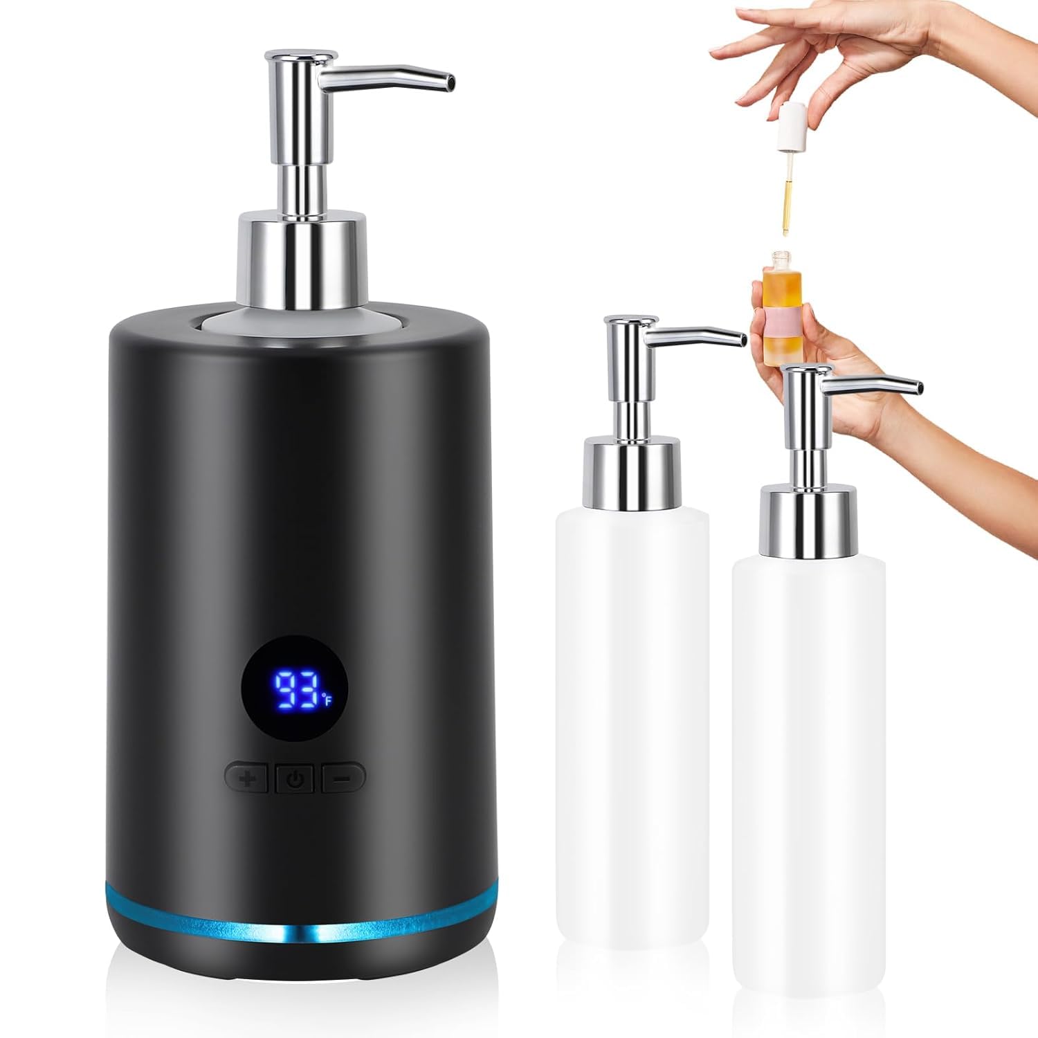 Chauffe Huile De Massage, 250 Ml électrique Chauffe Huile Pour Massage Avec 2 Bouteilles, Réchauffeur D'huile De Massage Température Réglable Chauffe Huile Pour Spa Salon Et Usage Domestique (Noir)