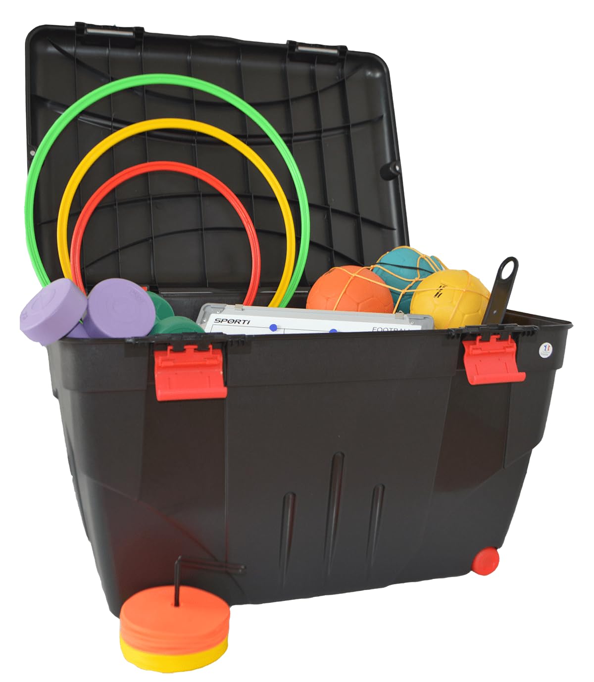 Boite à outils - Caisse de rangement avec couvercle Malle + roulettes Trafic 110 L Rouge / Noir