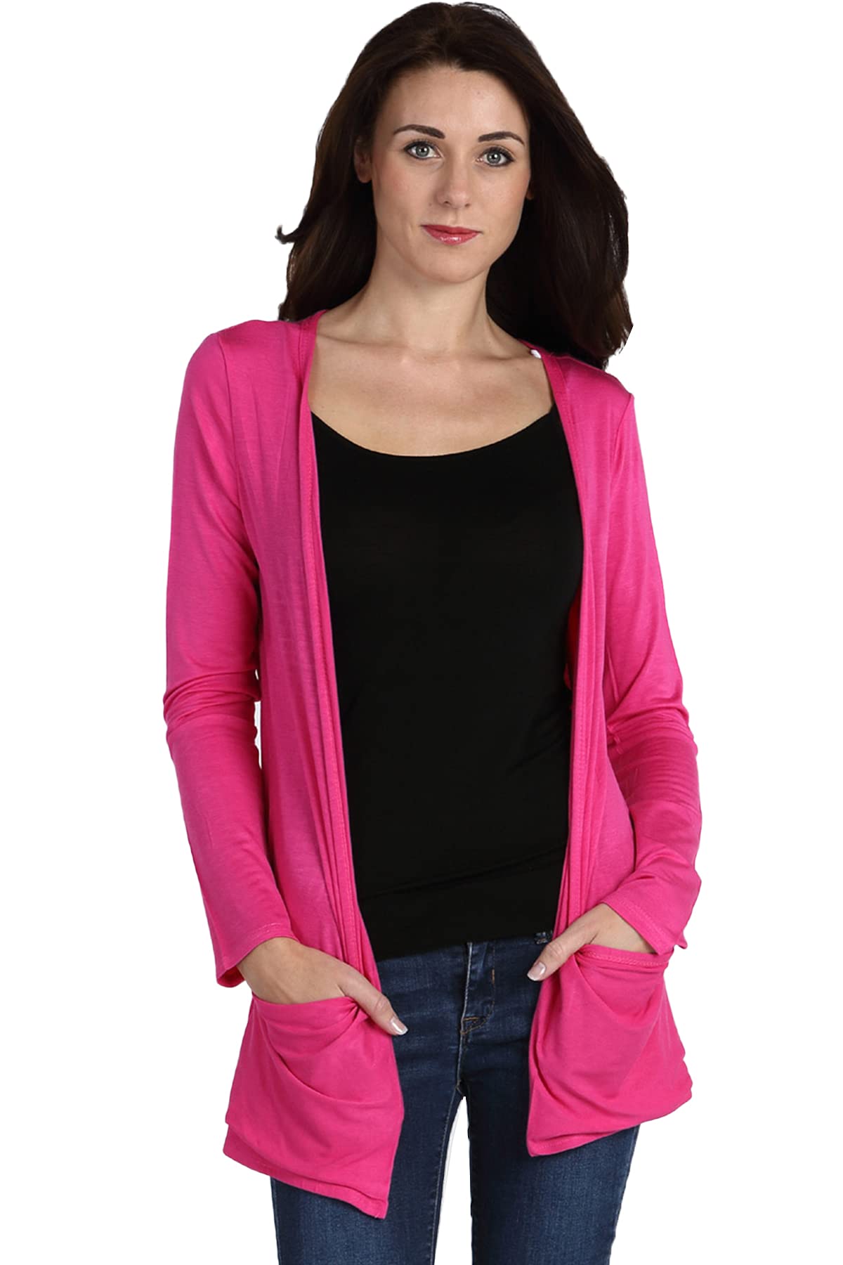 Crazy Girls Womens Long Sleeve Boyfriend Cardigan, Cerise, XXL (UK 20-22)