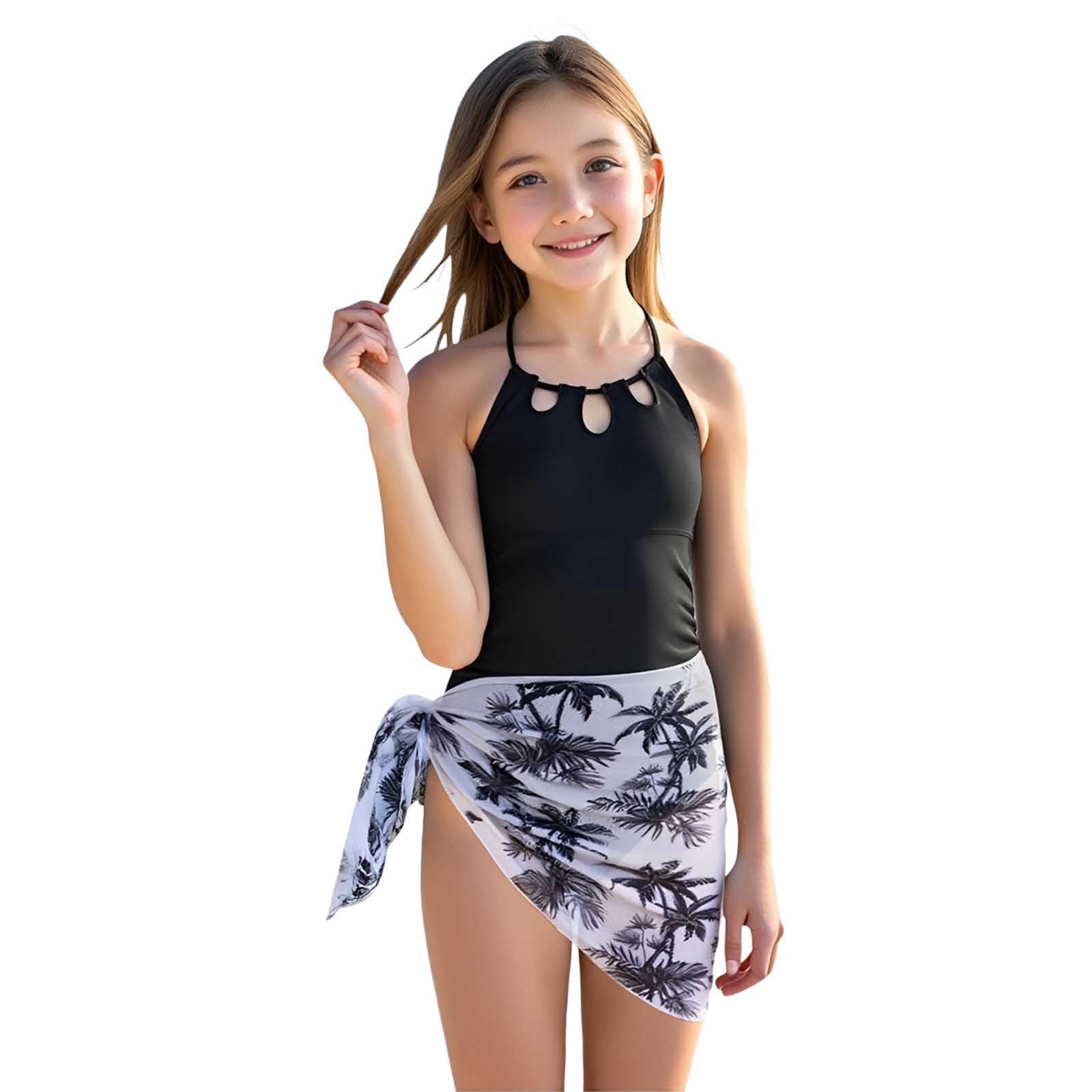 Bañador Niña 7-12 Años Natacion Una Pieza Bañadores Adolescente Chica Sólido Traje de Baño Piscina sin Espalda Verano Trikini con Falda Deportivo Playa Vacaciones Verano Swimwear