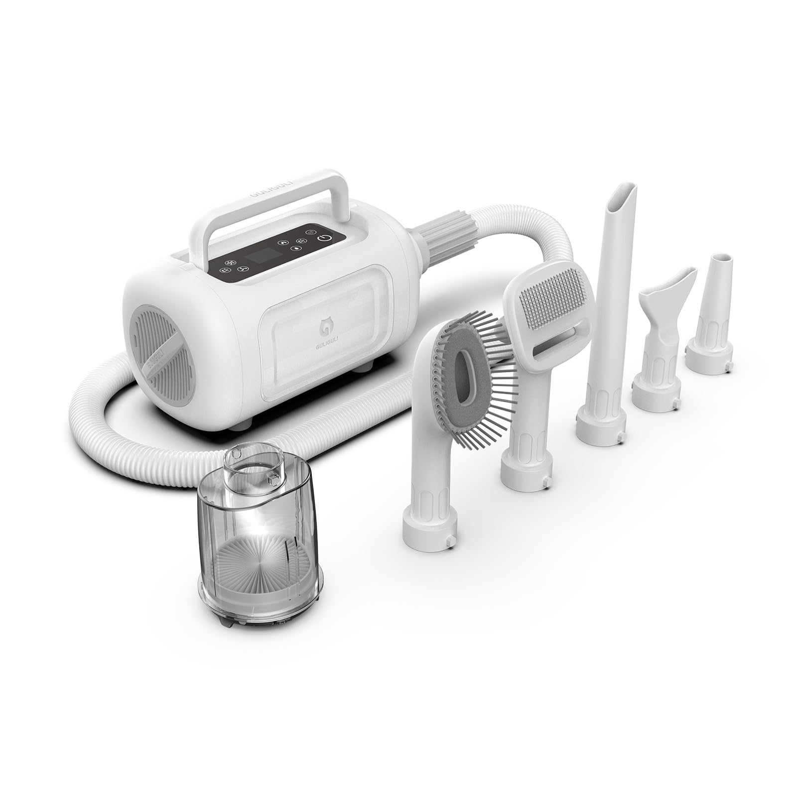 GULIGULI Dog Grooming Kit & Vacuum & Dryer, 7-in-1 Dog Grooming Clipper with Pet Grooming Tools for Shedding & Drying Pet Hair, Dog Hair Dryer with Heater & Adjustable Speed, 1L Dust Cup, Anion