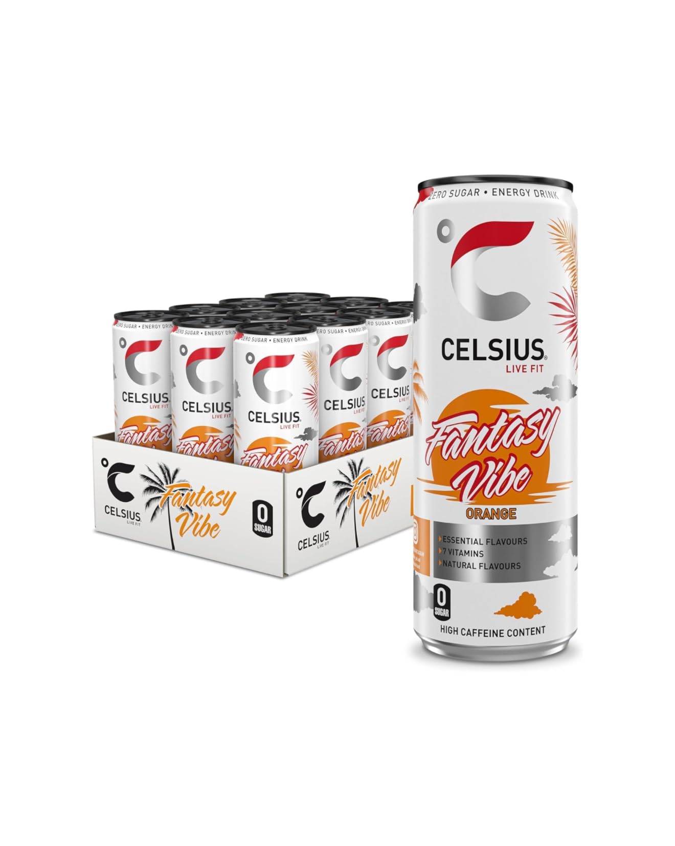 CELSIUS Sparkling Fantasy Vibe, Refreshing Energy Drink, 355ml (Pack of 12)