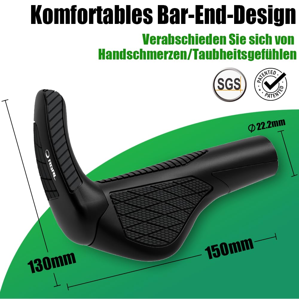 RBRL Fahrradgriffe 1 Paar, ergonomische Lenkergriffe besonders Gelenkschonend, rutschfeste Gummi Fahrrad Griff komfortable Stoßfest Handgriffe für Fahrrad/Mountainbike/Rennrad