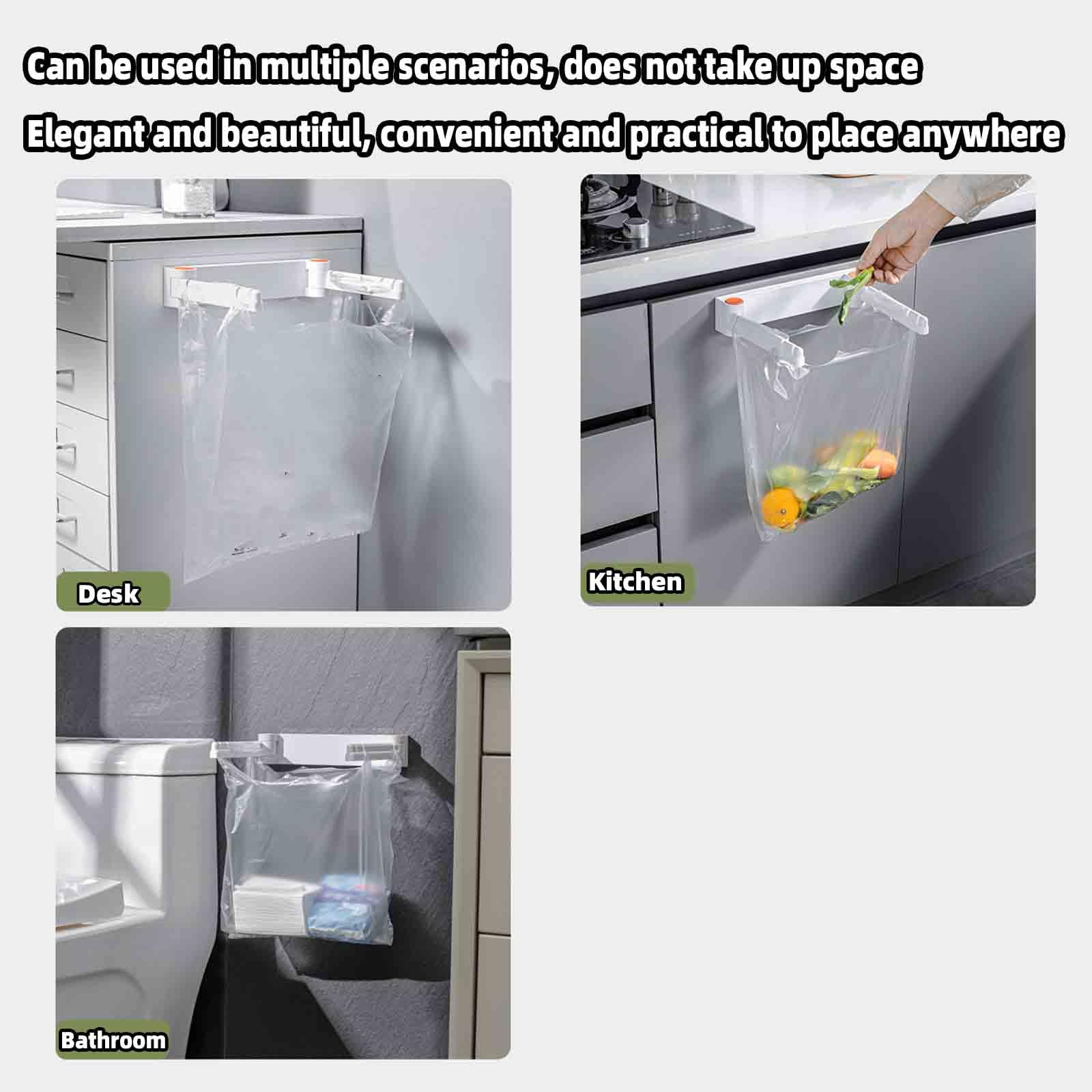 JUSHZ Guarda Bolsas De Plastico Cocina Dispensador Bolsas Cubos para Usar con Bolsas De La Compra Plastico Armario Baño Puerta Bote De Basura Montado En La Pared Plegable (25X19.5X5cm,Gray)