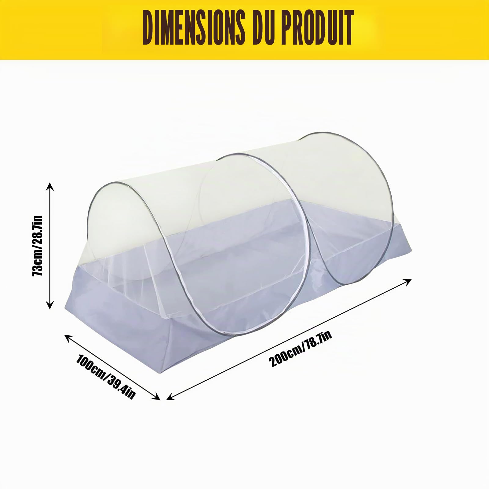 Moustiquaire Pliable, 100x200cm Moustiquaire pour Lit, Tente de Camping Portable pour Voyage, Installation Rapide Moustiquaire pour Voyage en Plein Air, Lit de Camping, Baldaquin de Voyage (Gris)