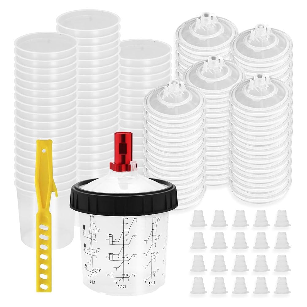 Kubek do mieszania kolorów do pistoletu lakierniczego samochodowego, Air Spra GunCup z adapterem do kubka, 600 ml, zestaw