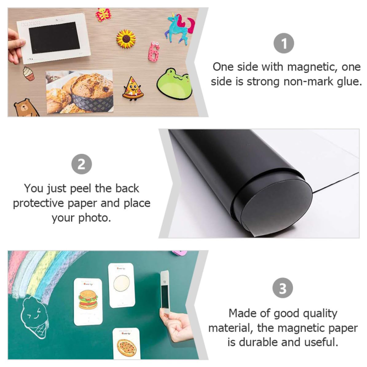 10 Stück Flexible Magnetfolie, Doppelseitig, Schwarz